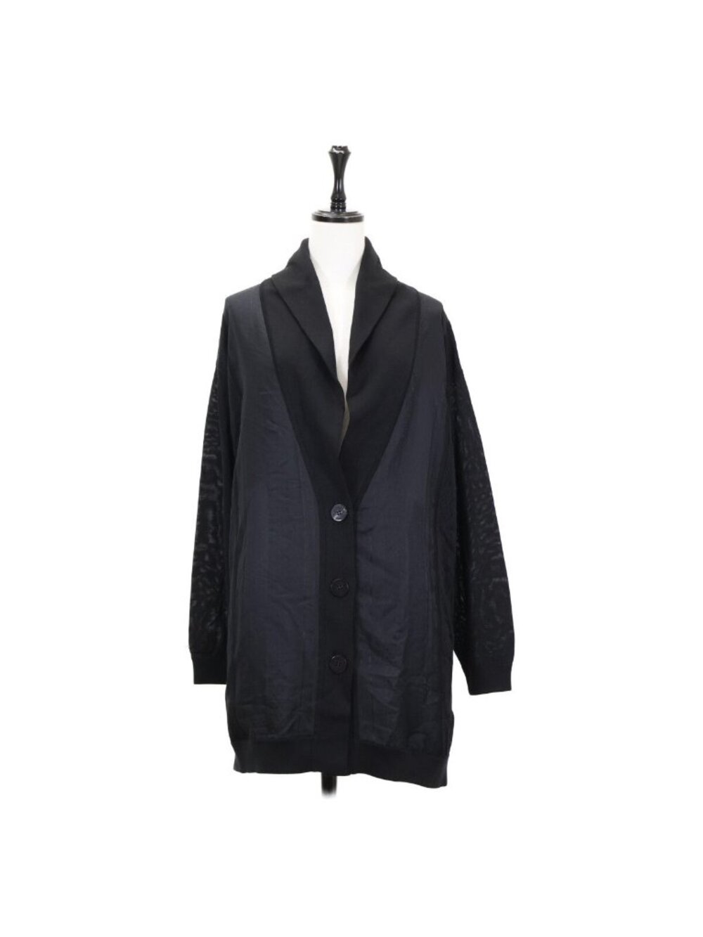 Hermes Shawl Color Silk Contrast Long Cardigan 40